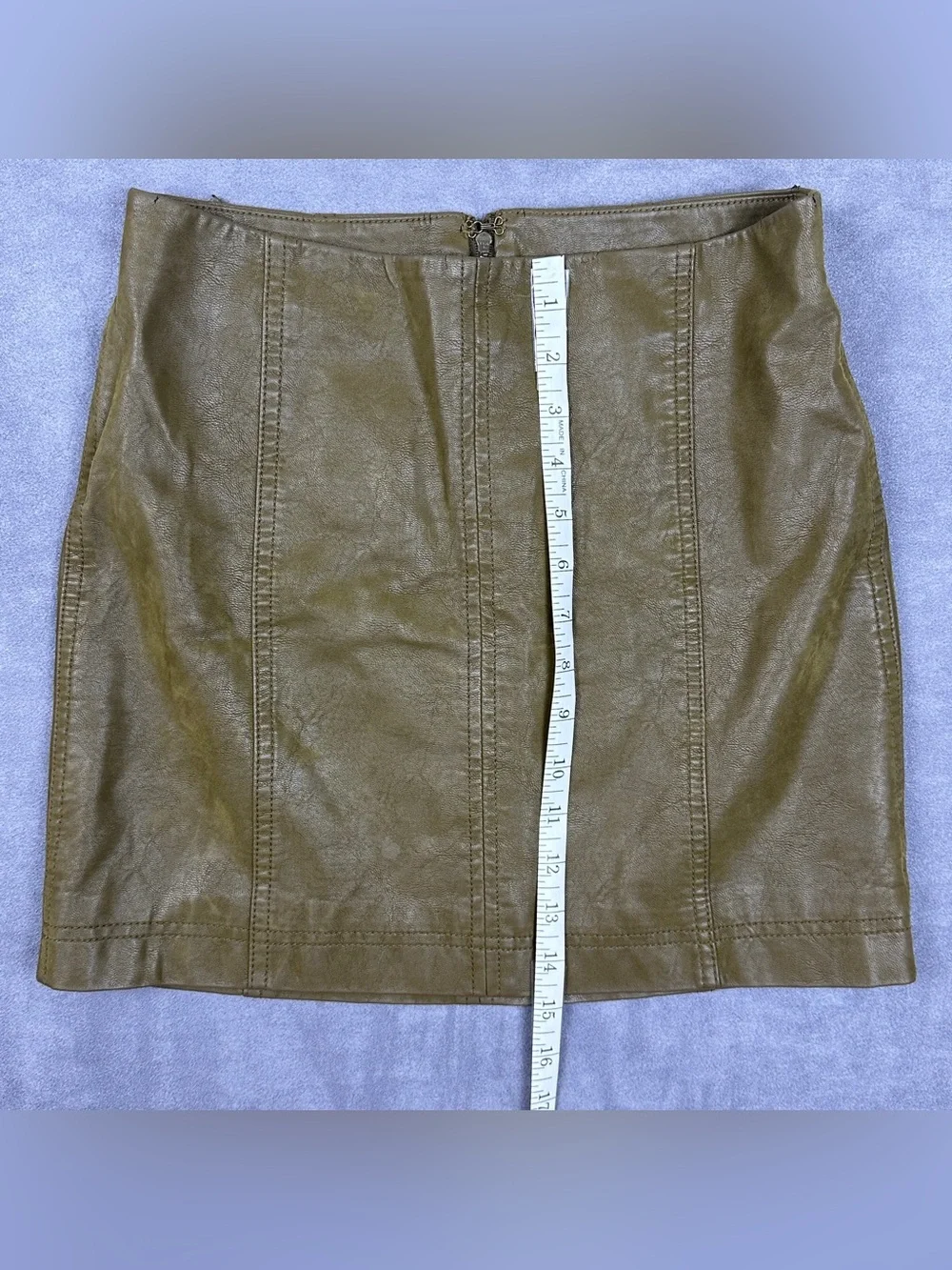 Free People Modern Femme Faux Leather Mini Skirt Olive Green Size 2